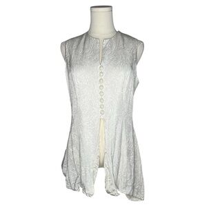 Vintage Extremes NY Ivory Button Front Asymmetrical Sleeveless Vest Top
